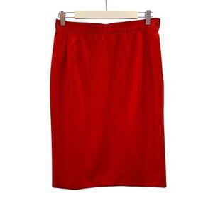 Yves Saint Laurent Women's US XL Vintage Red Wool Pencil Skirt - Rare 80s/90s